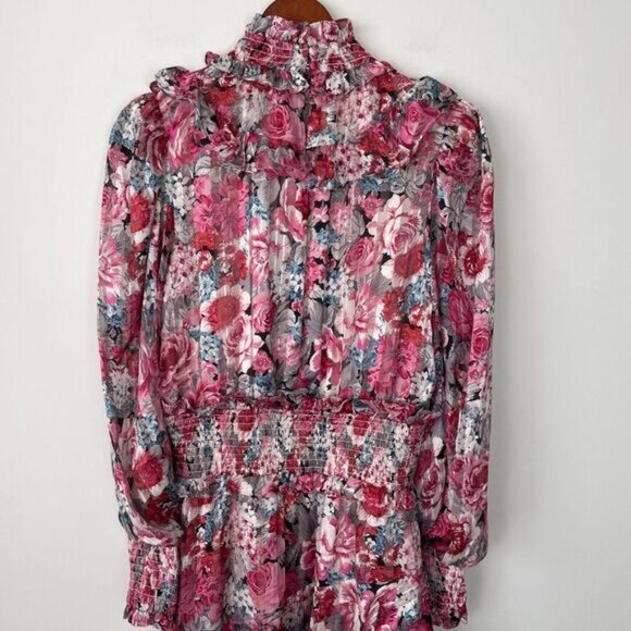 Free People Elliatt Dorian Floral Ruffle Drapey Smocked Maxi Dress Pink/ Rose M - Picture 7 of 14